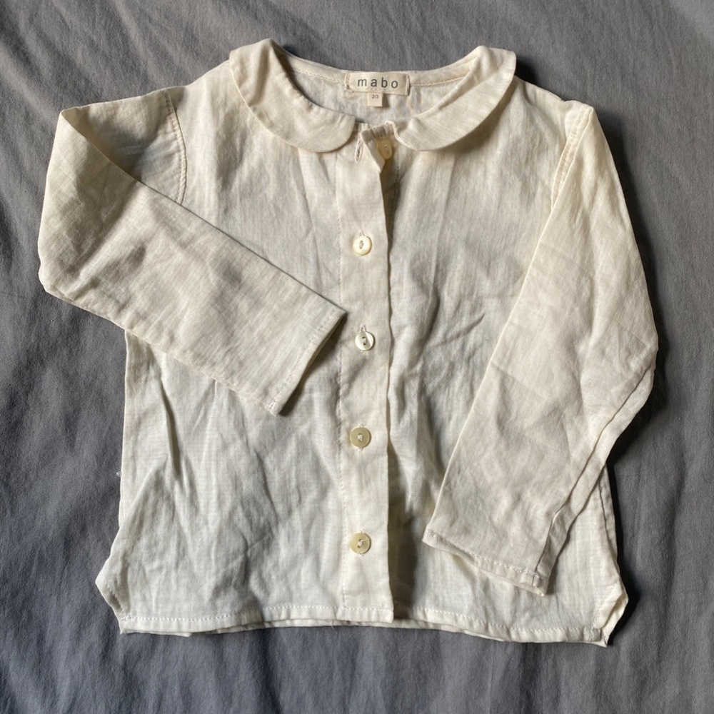 Mabo Linen Peter Pan Collar Top 2/3 months